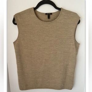 Escada Beige Sleeveless 100% Merino Extrafine Wool Knit Top Size 40 EU / M US
